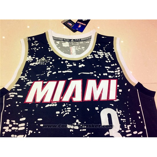 Maglia Luci Della Citta Miami Heat Dwyane Wade #3 Nero
